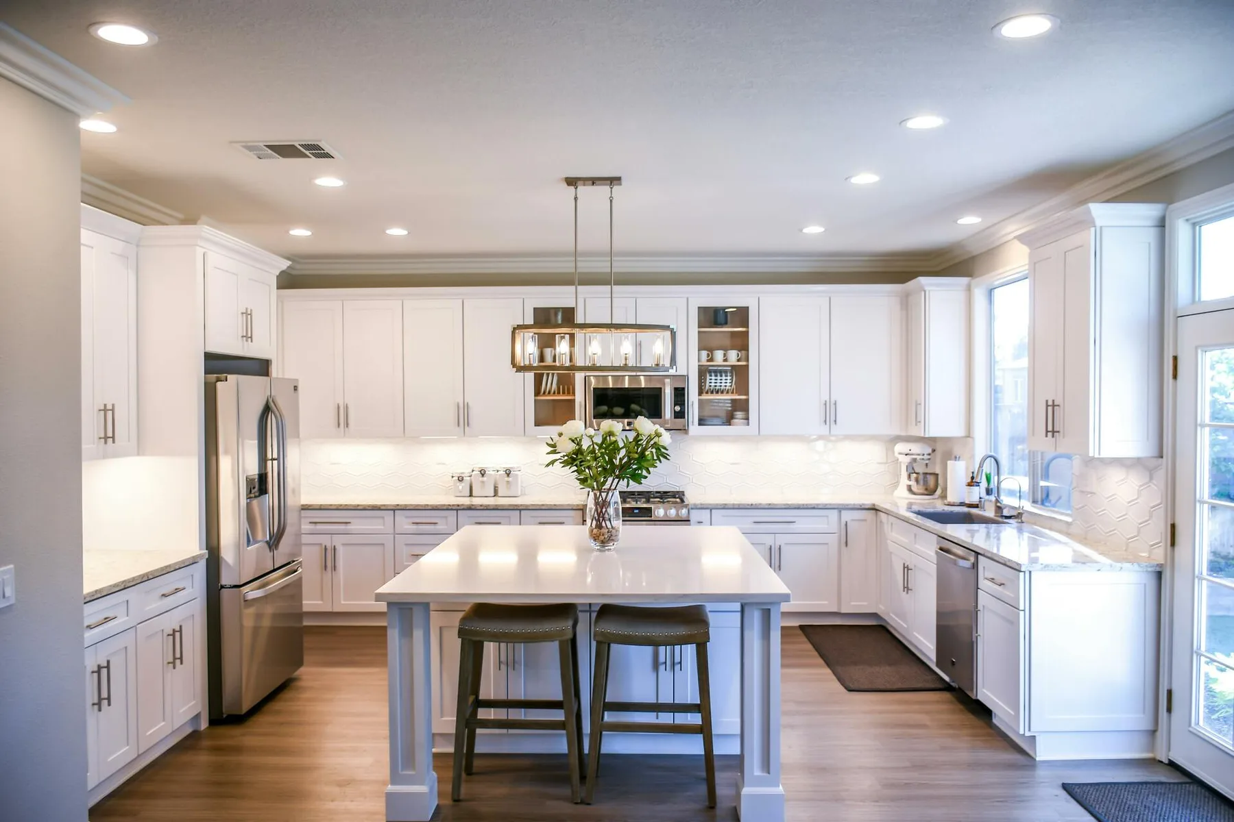 Contemporary kitchen with freshly styled cabinetry